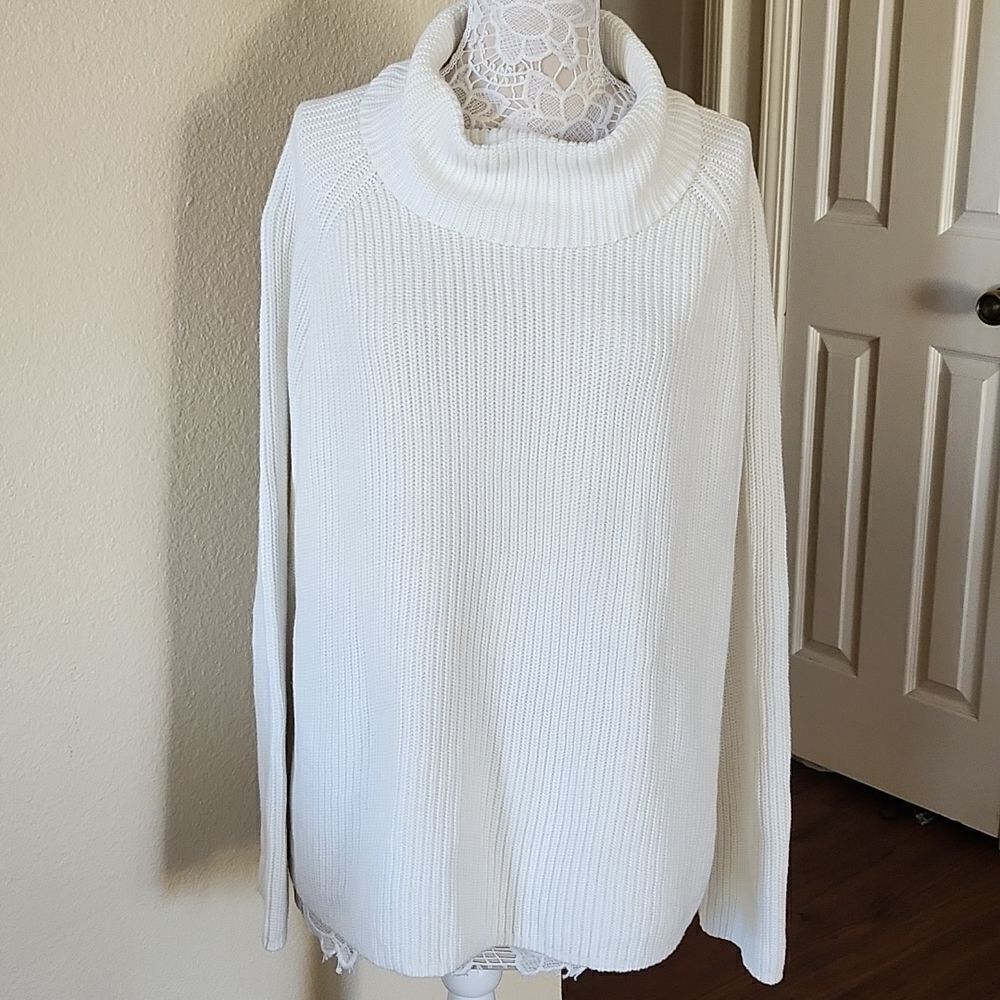 Lands' End Cowl Neck Sweater 100%Cotton Minimalist Classic Size 2X